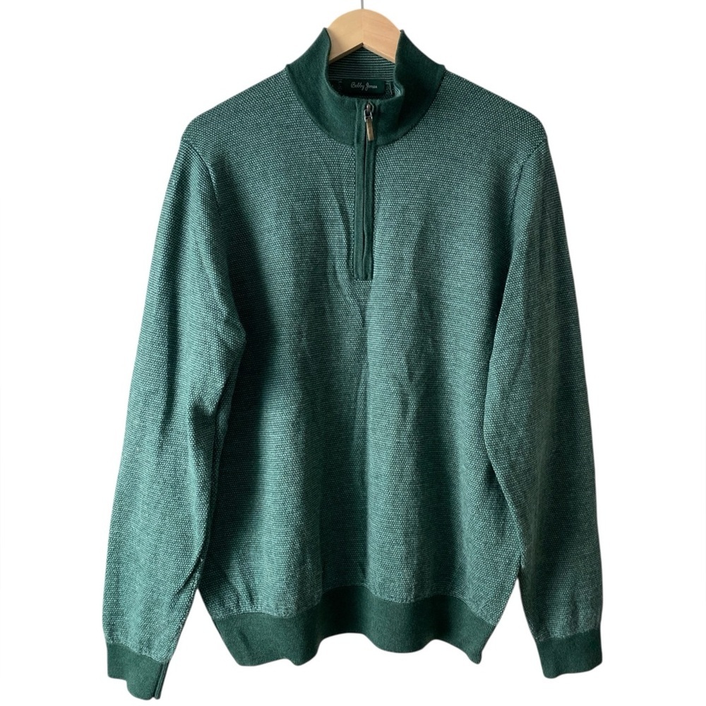 Bobby Jones Men’s 100% Extra Fine Merino Wool Quarter-Zip Long Sleeve Sweater L